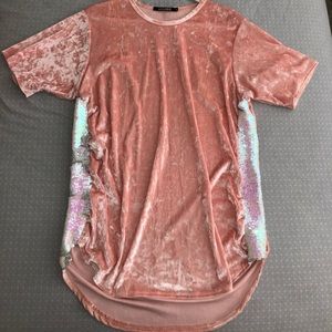 sequin side velvet shirt (dress)